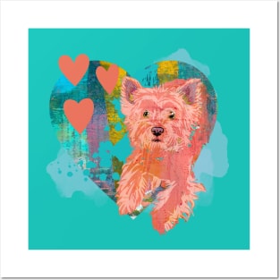 I Love my Cairn Terrier Dog Artistic Paint Splatter Hearts Posters and Art